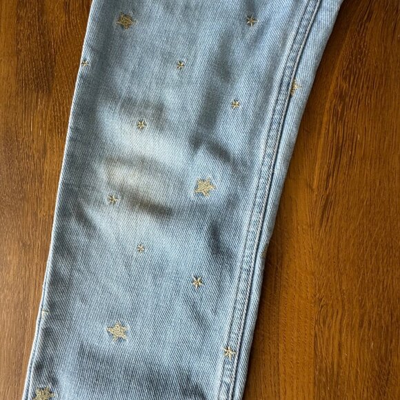 MINI BODEN Denim Star Jeans Girls 9 Blue Jean Pockets Embroidered Elastic Waist - Picture 6 of 8